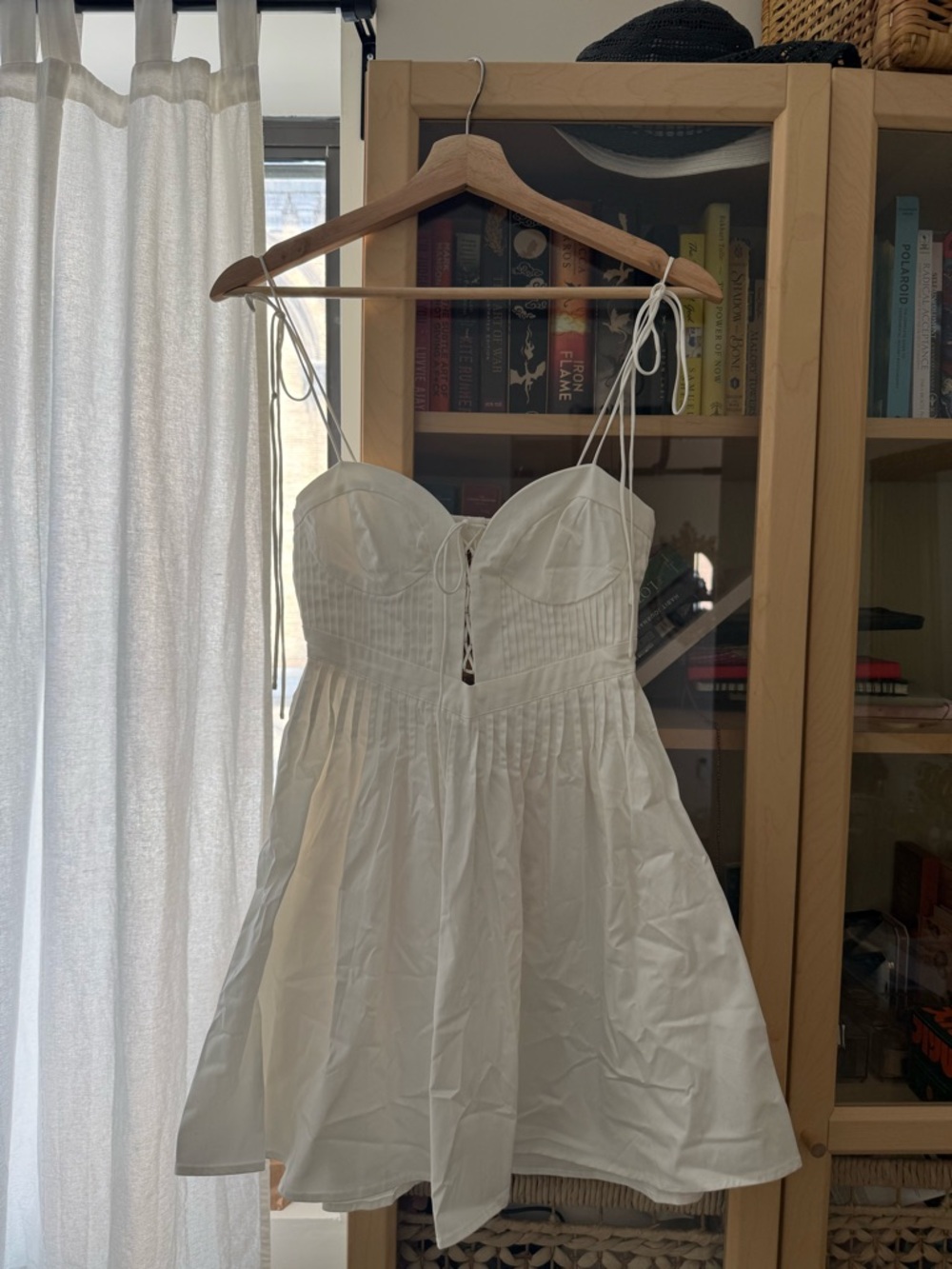 For Love & Lemons White Tie-Shoulder Mini Dress
